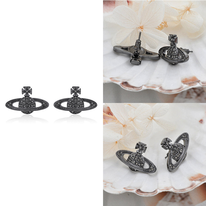 Mini Gem Studded Orb Pendant Earrings (7 Colors)