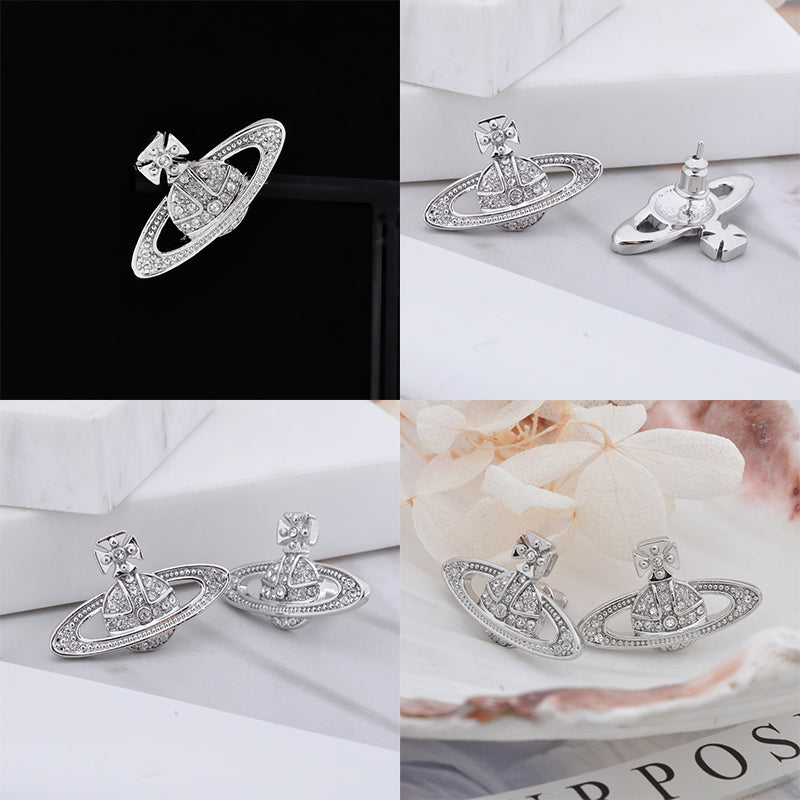 Mini Gem Studded Orb Pendant Earrings (7 Colors)