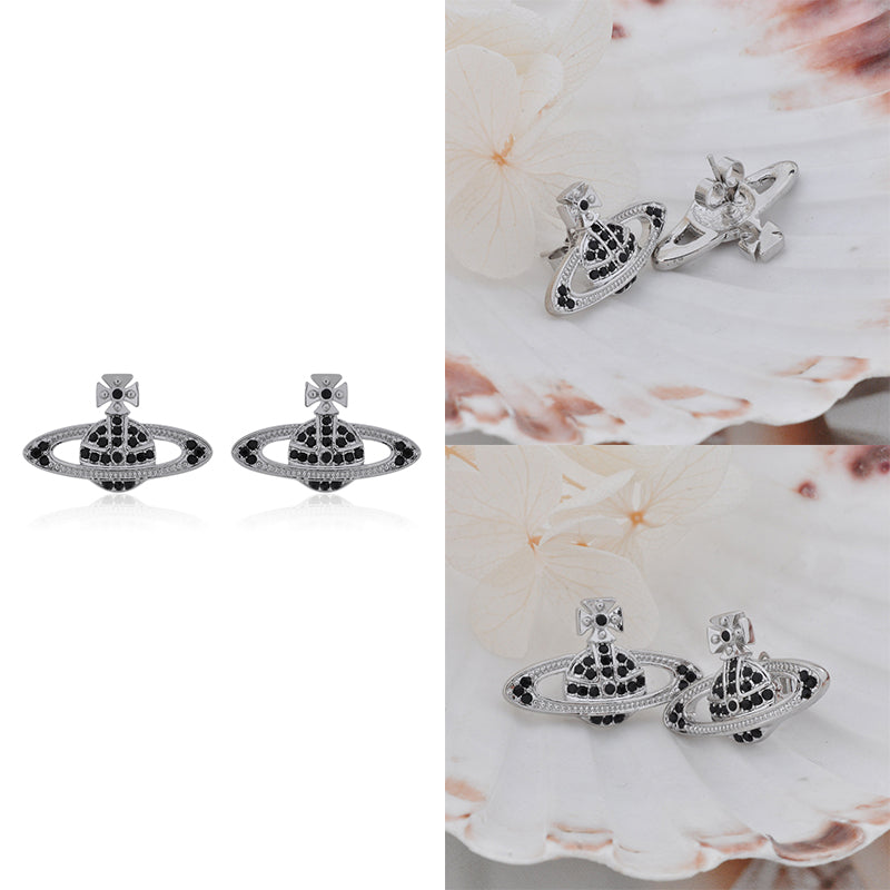 Mini Gem Studded Orb Pendant Earrings (7 Colors)