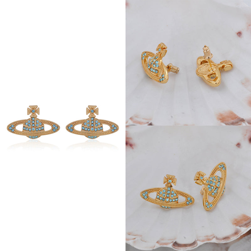 Mini Gem Studded Orb Pendant Earrings (7 Colors)