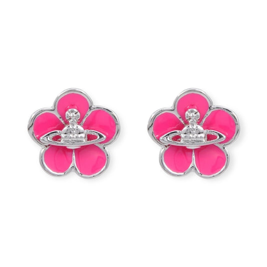 Clover Flower Staple Orb Pink Earrings