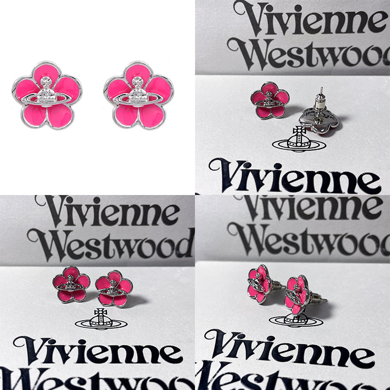 Clover Flower Staple Orb Pink Earrings