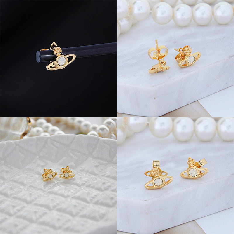 Mini Gem Stud Orb Pendant Earrings (6 Colors)