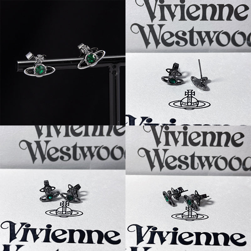 Mini Gem Stud Orb Pendant Earrings (6 Colors)