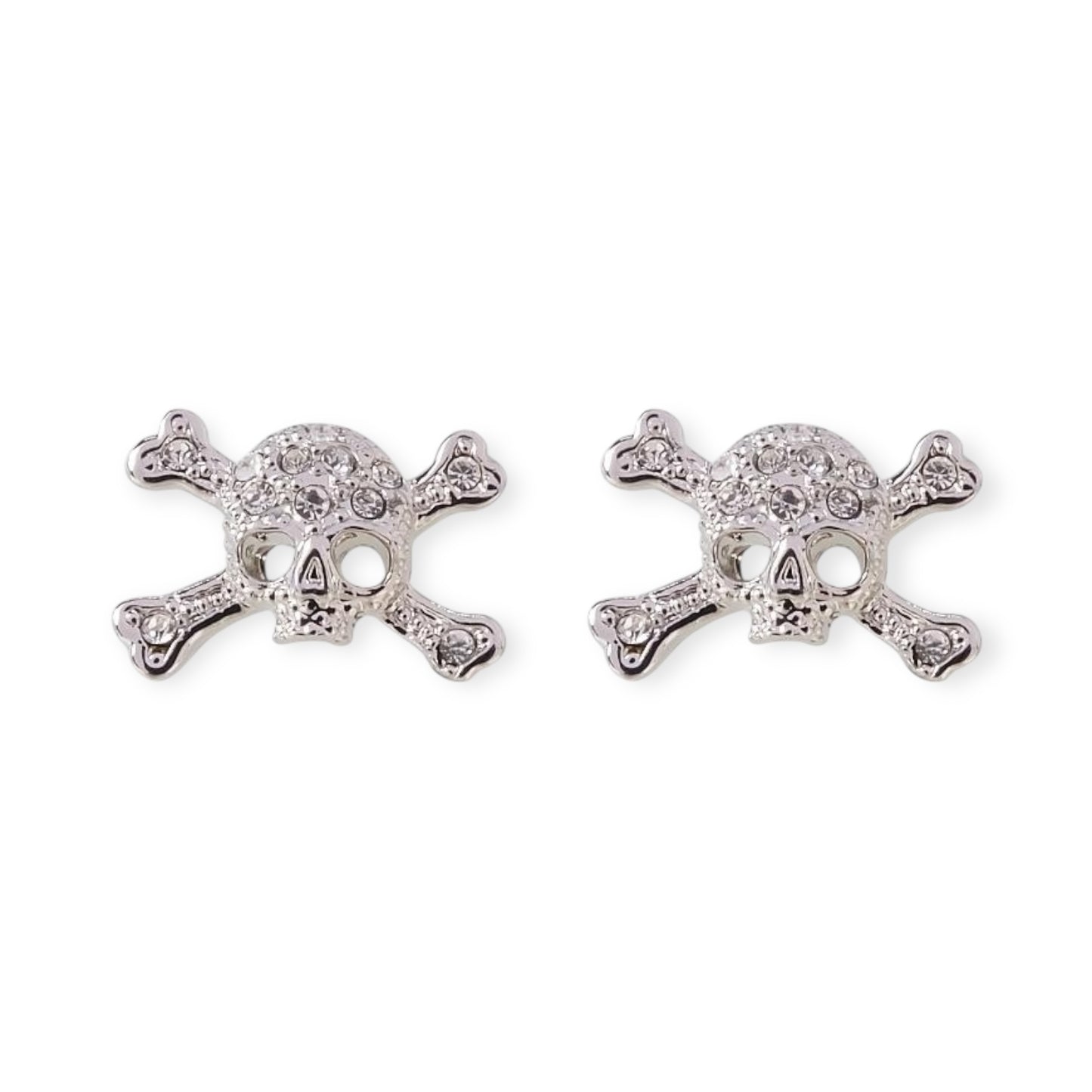 Skull Cross Gem Studded Orb Pendant Earrings (3 Colors)