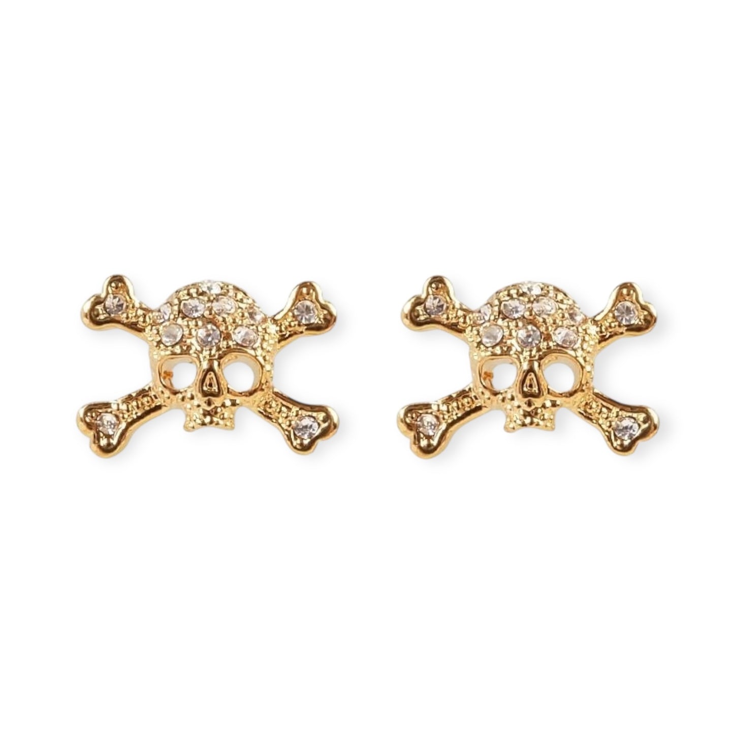Skull Cross Gem Studded Orb Pendant Earrings (3 Colors)