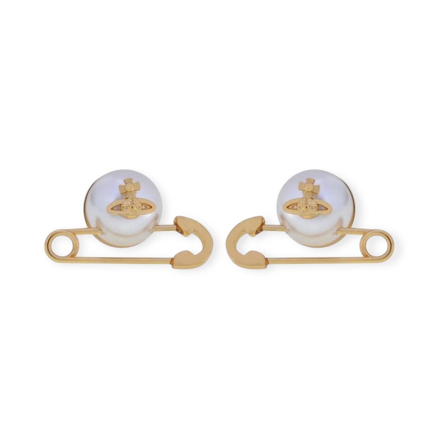 Safety Pin Pearl Design Earrings Gold & Silver (2 Colors)