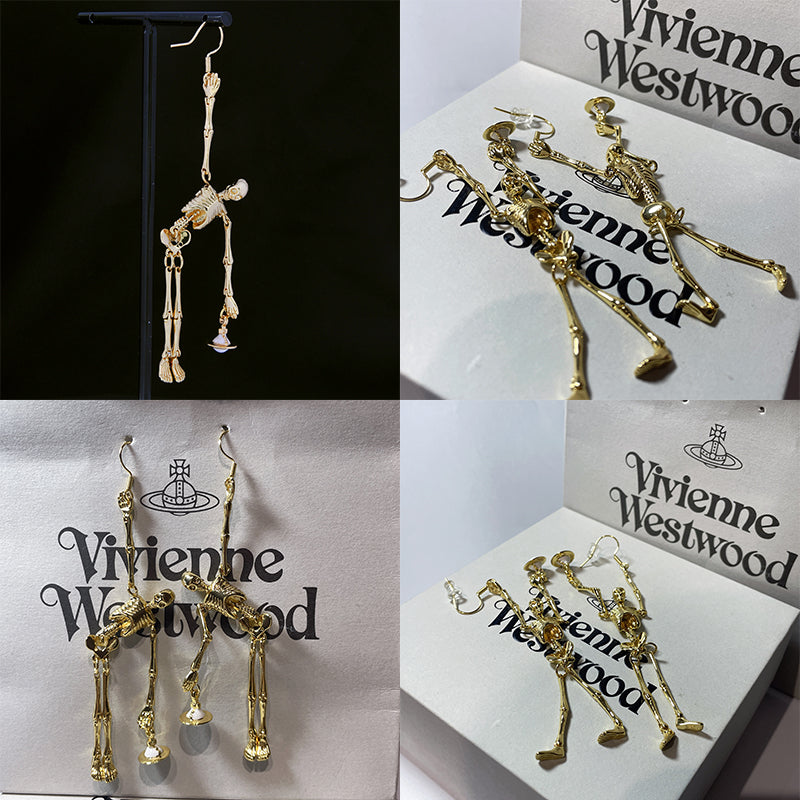 Skeleton Body Holding Orb Pendant Earrings (3 Colors)