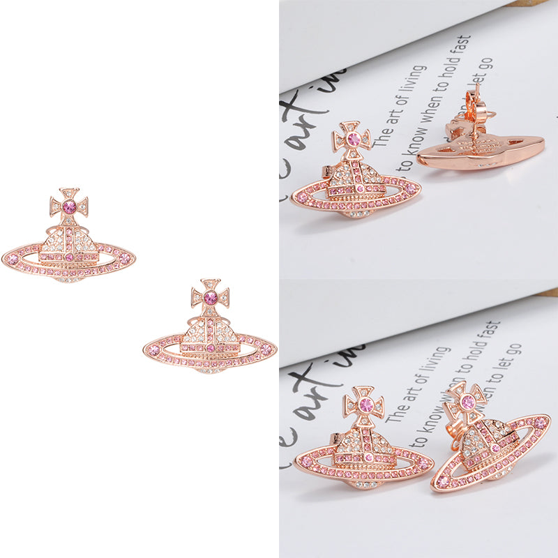 Gem Studded 2D Orb Pendant Earrings (5 Colors)