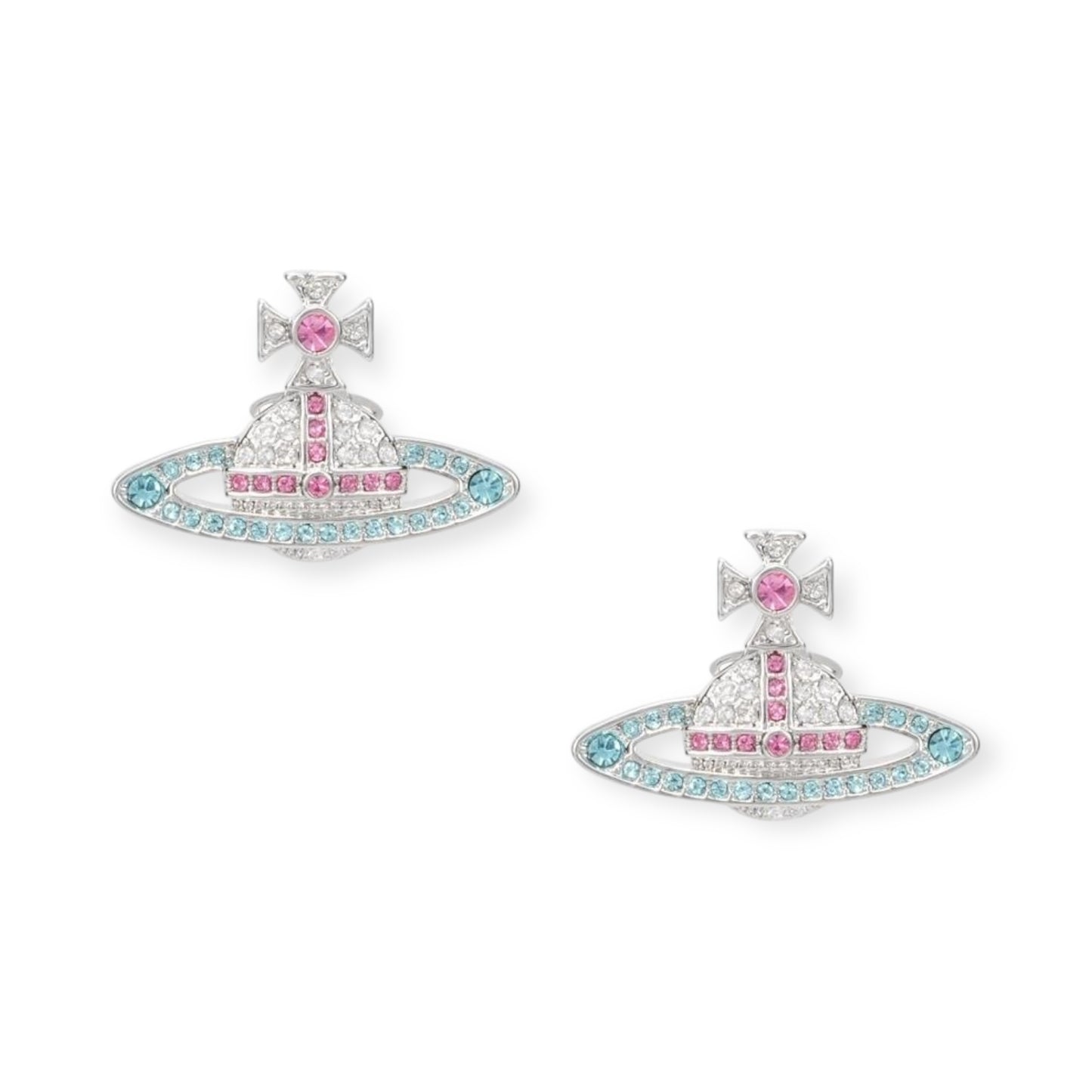 Gem Studded 2D Orb Pendant Earrings (5 Colors)