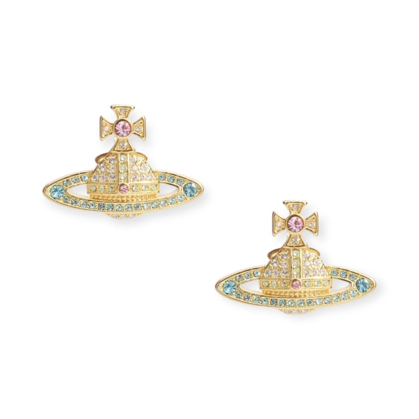 Gem Studded 2D Orb Pendant Earrings (5 Colors)