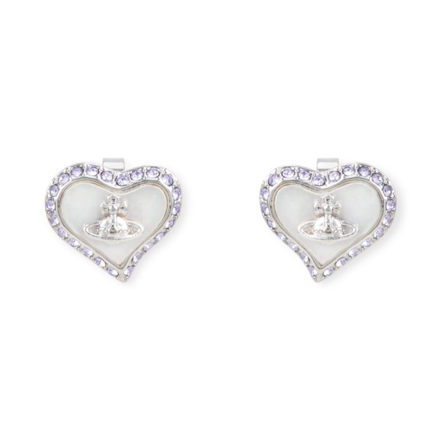 Heart Shaped Shape Plate Design Colorful Pendant Gem Studded Earrings (4 Colors)