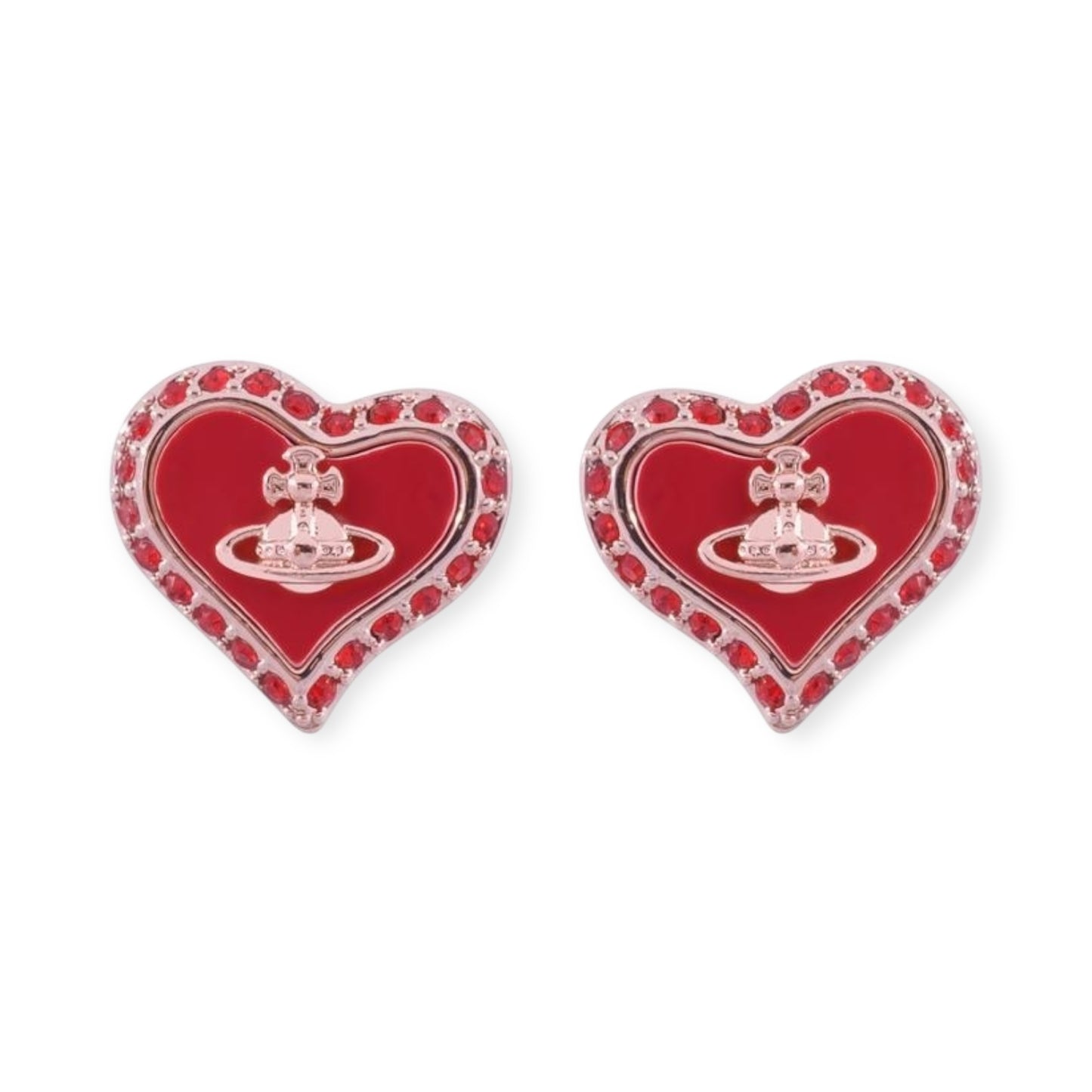 Heart Shaped Shape Plate Design Colorful Pendant Gem Studded Earrings (4 Colors)