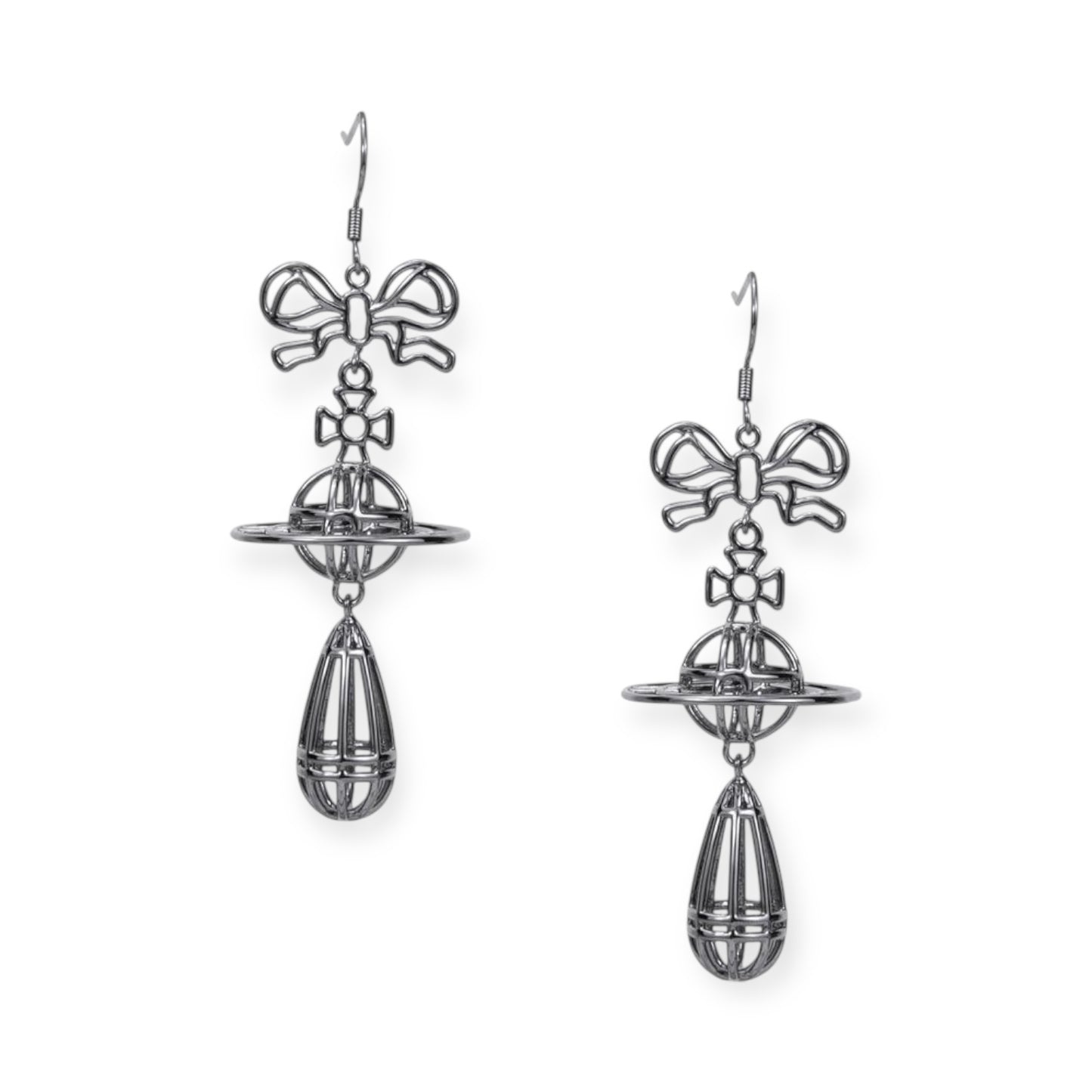 Wired Outline Orb Pendant Hanging Drop Earrings (4 Colors)