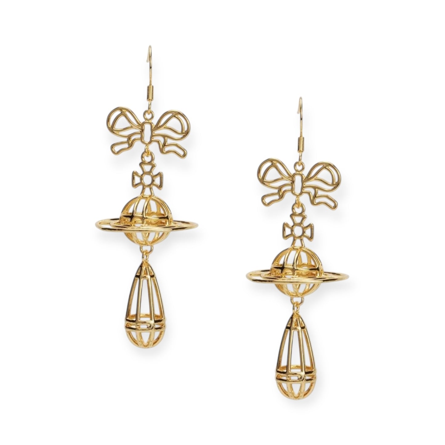 Wired Outline Orb Pendant Hanging Drop Earrings (4 Colors)