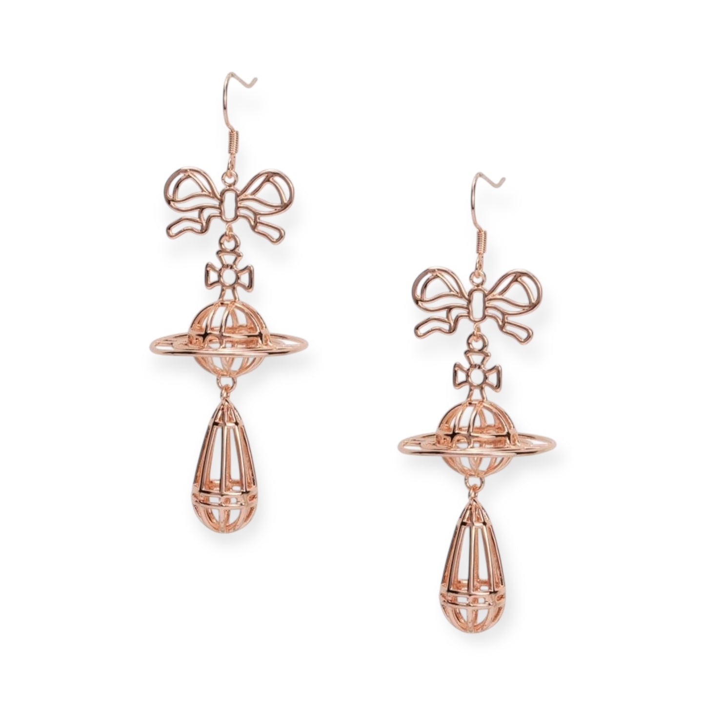 Wired Outline Orb Pendant Hanging Drop Earrings (4 Colors)