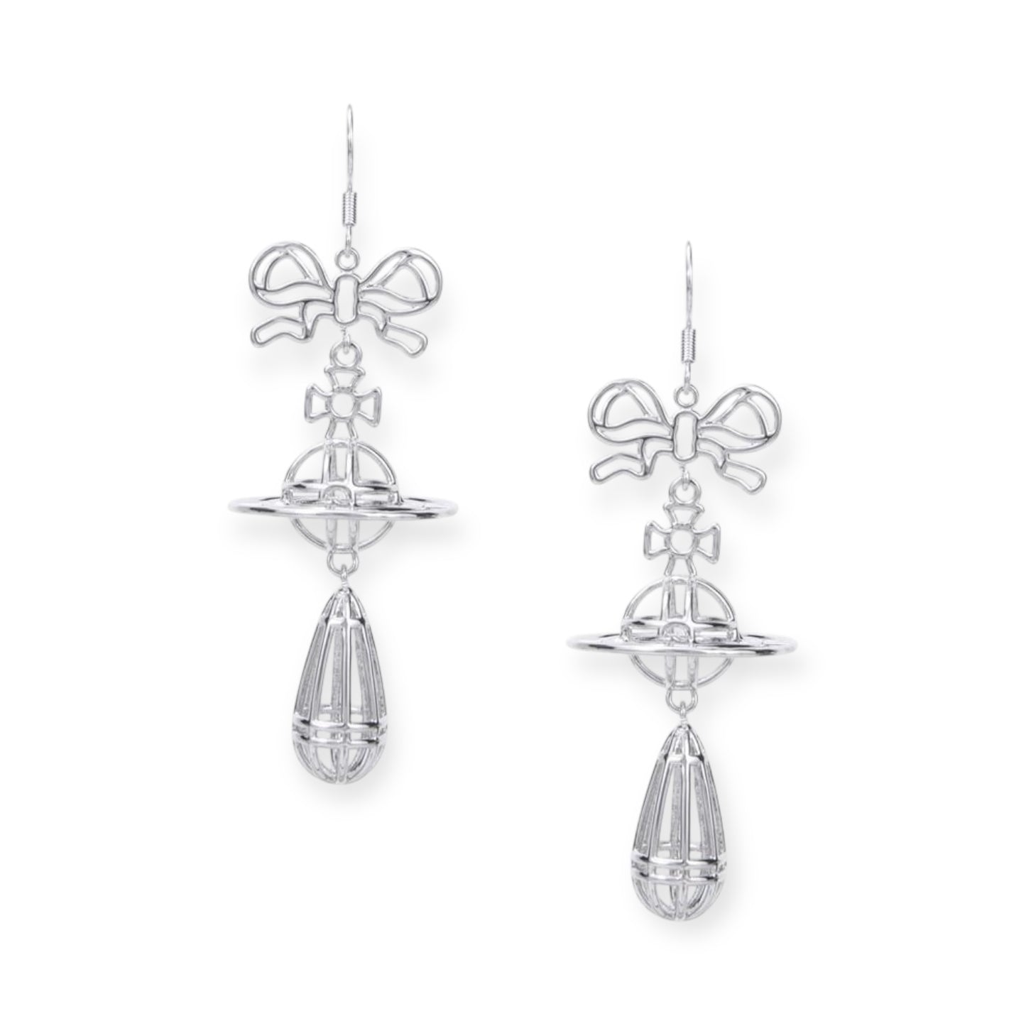 Wired Outline Orb Pendant Hanging Drop Earrings (4 Colors)