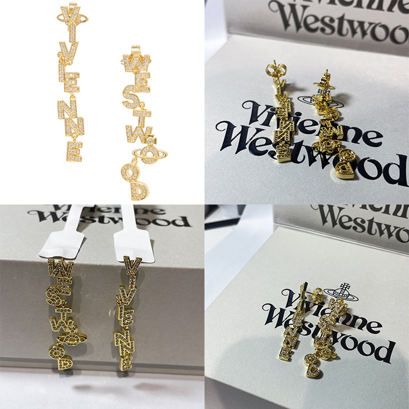 Multi Gem Dangling Spellout Text Orb Earrings (5 Colors)