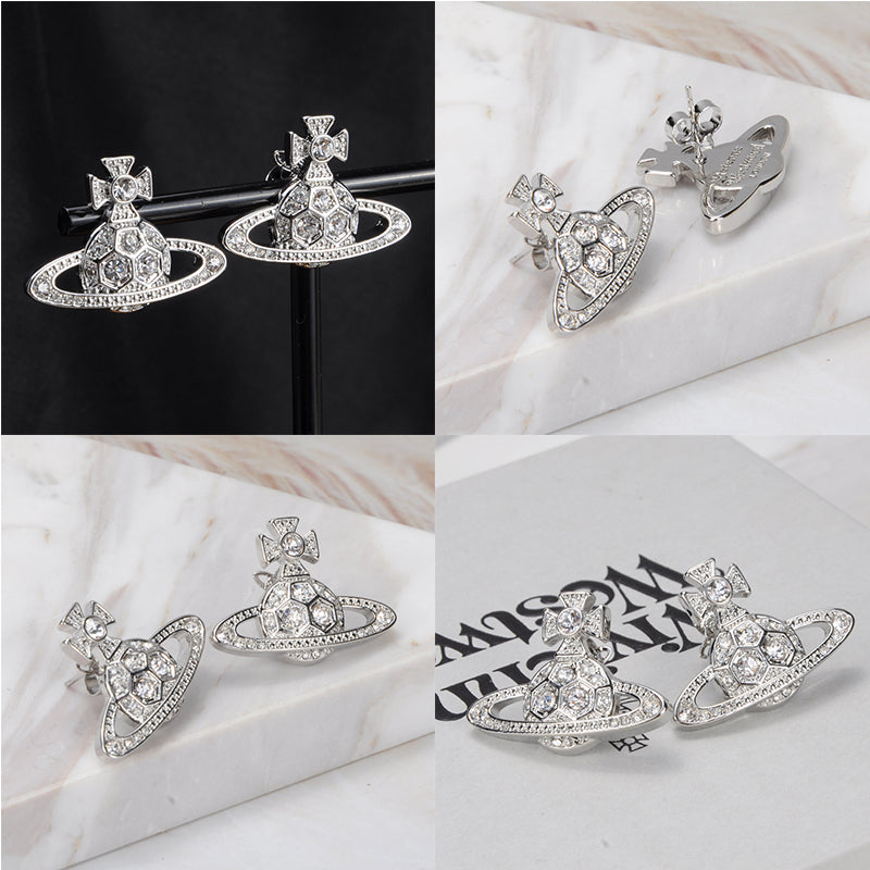 Multicolor Gem Studded Soccer Ball Design Orb Pendant Earrings (4 Colors)