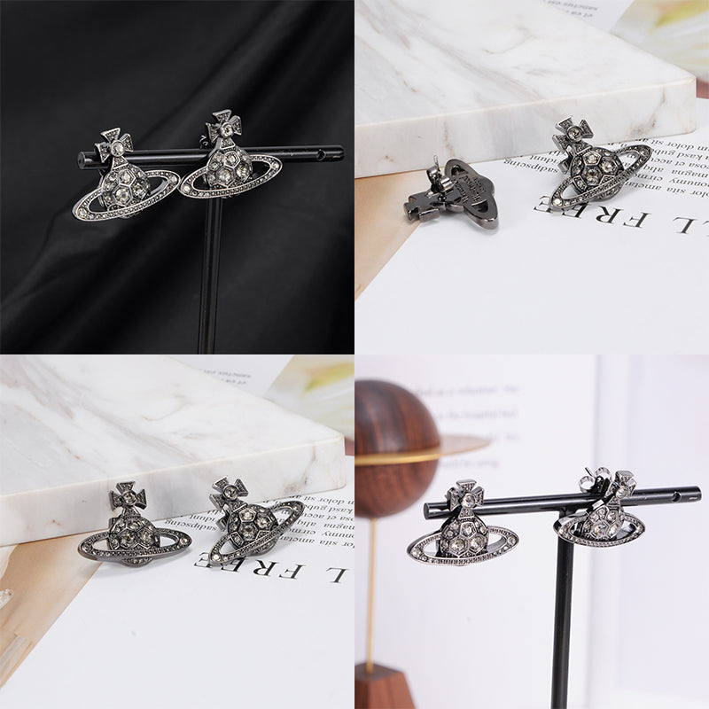 Multicolor Gem Studded Soccer Ball Design Orb Pendant Earrings (4 Colors)