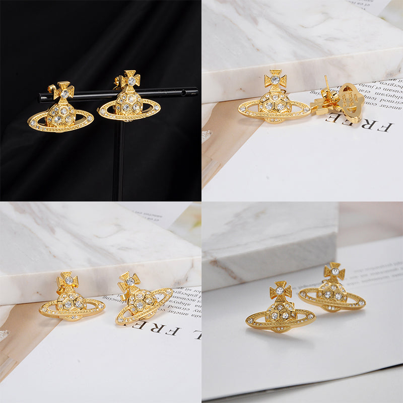 Multicolor Gem Studded Soccer Ball Design Orb Pendant Earrings (4 Colors)