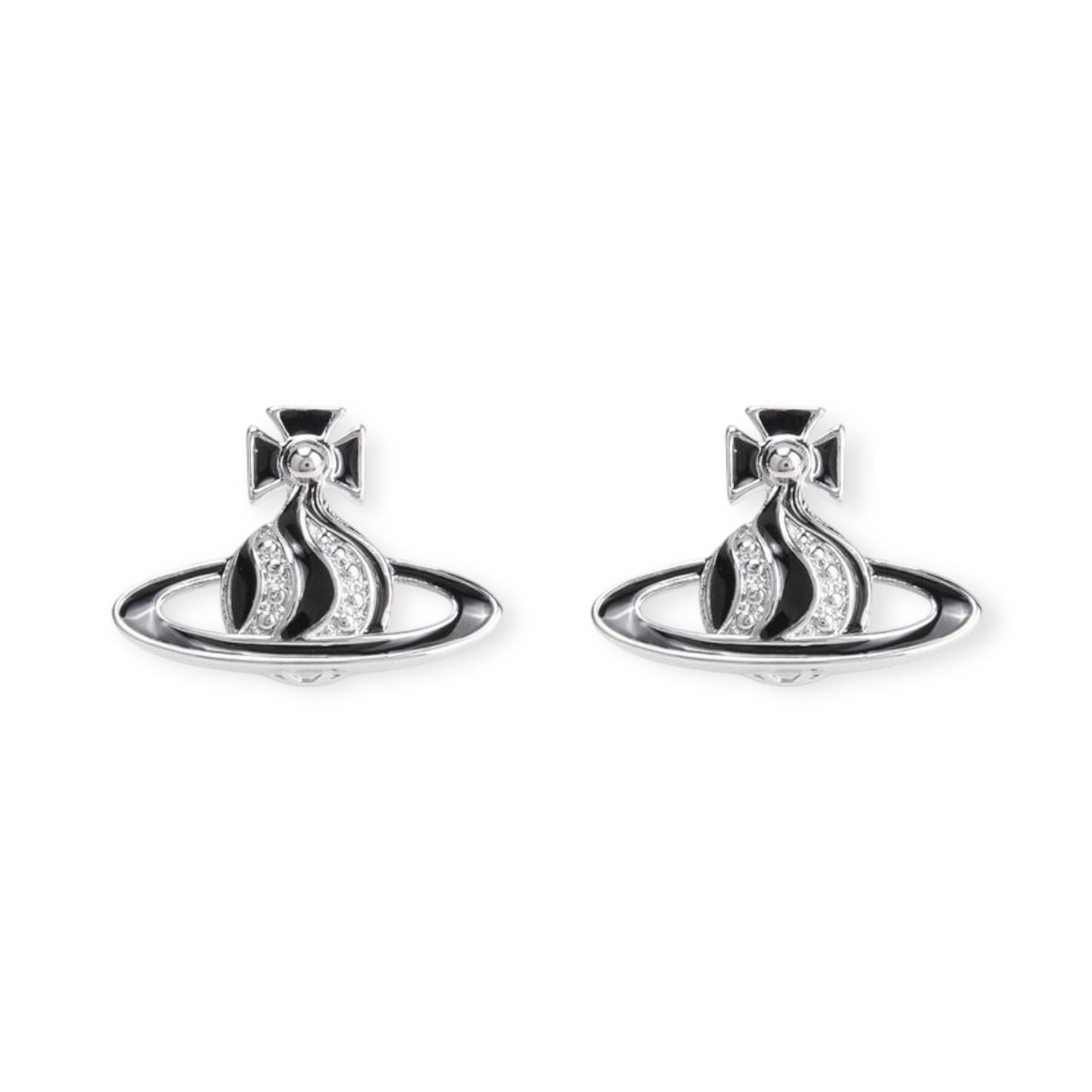 Gem Studded Swivel Pattern Orb Pendant Earrings (6 Colors)