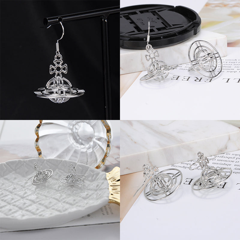 Wired Outline Orb Pendant Earrings (4 Colors)