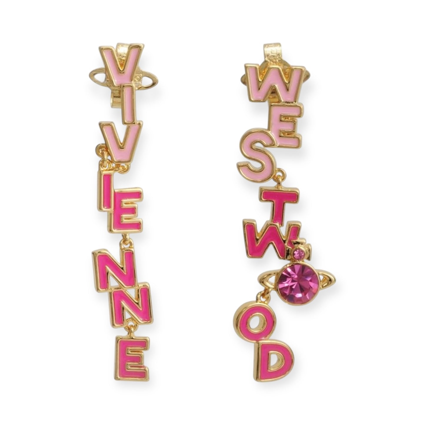 Multi Gem Dangling Spellout Text Orb Earrings (5 Colors)