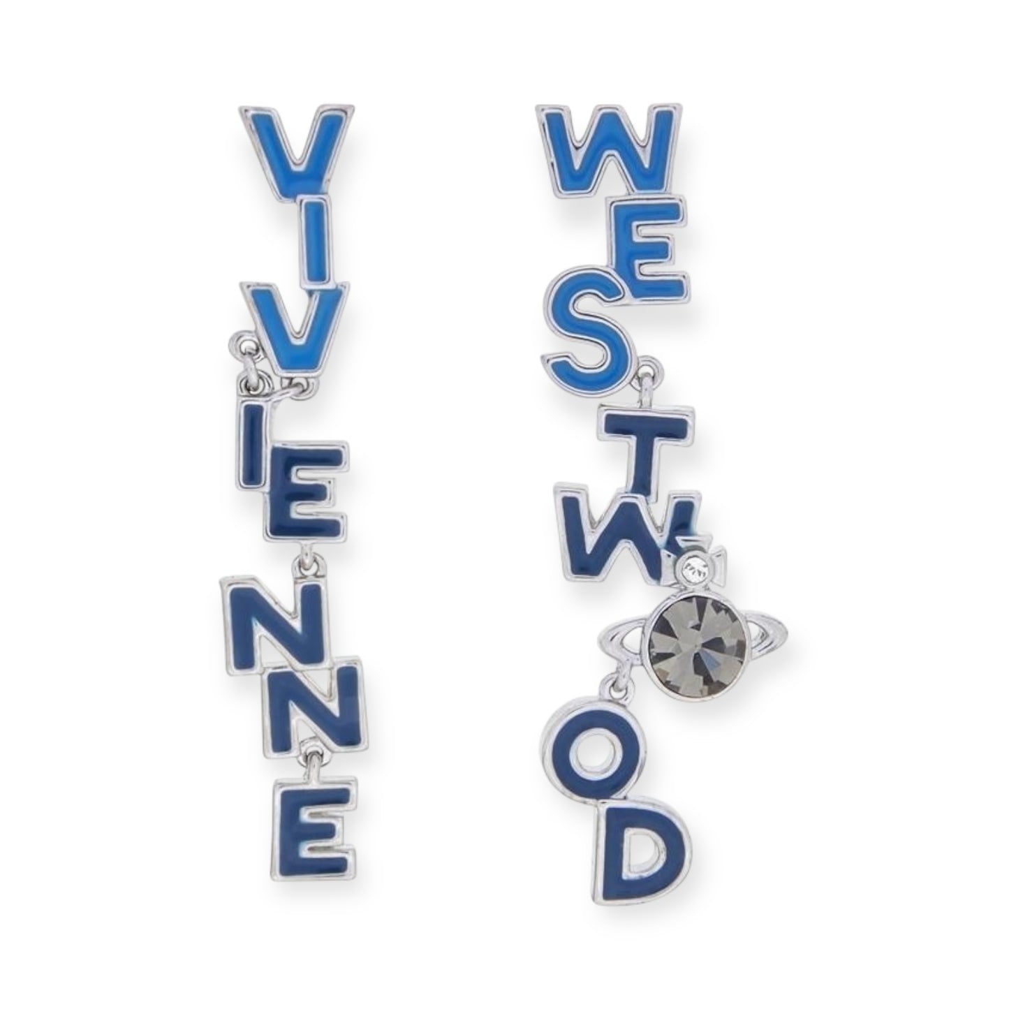 Multi Gem Dangling Spellout Text Orb Earrings (5 Colors)