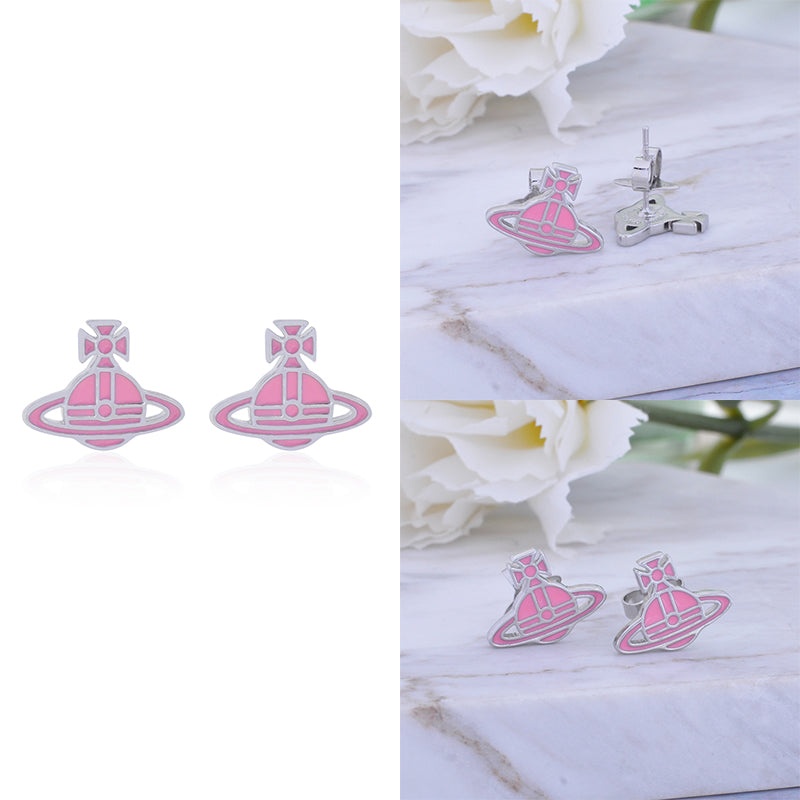 Multicolor Outline Orb Design 2D Earrings (12 Colors)