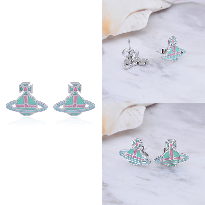 Multicolor Outline Orb Design 2D Earrings (12 Colors)