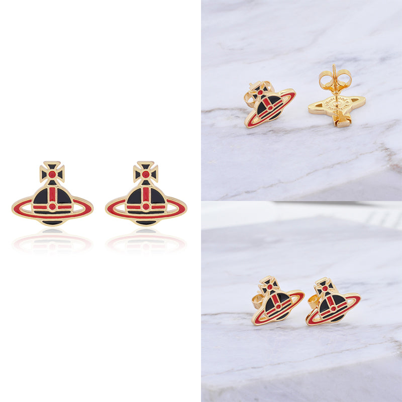 Multicolor Outline Orb Design 2D Earrings (12 Colors)