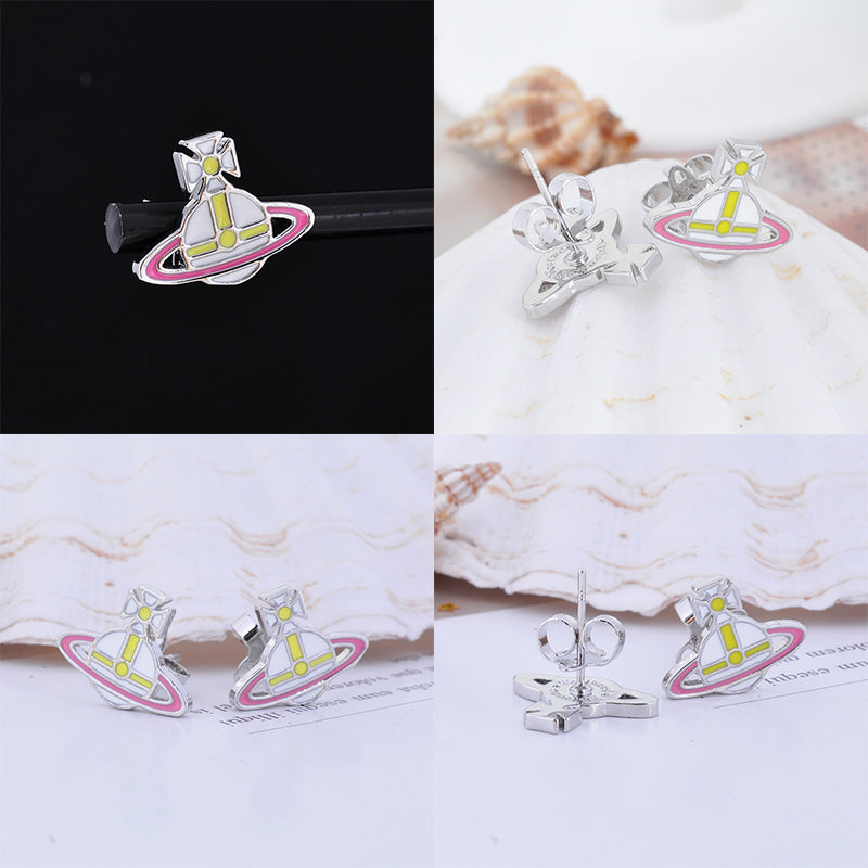 Multicolor Outline Orb Design 2D Earrings (12 Colors)