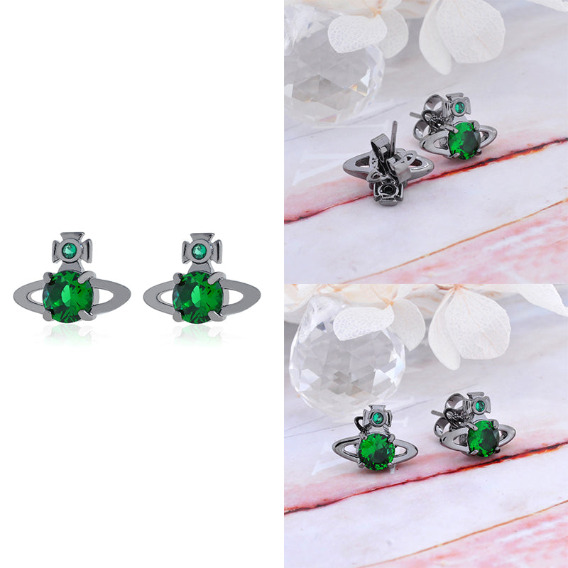 Mini Gem Stud Orb Pendant Earrings (5 Colors)