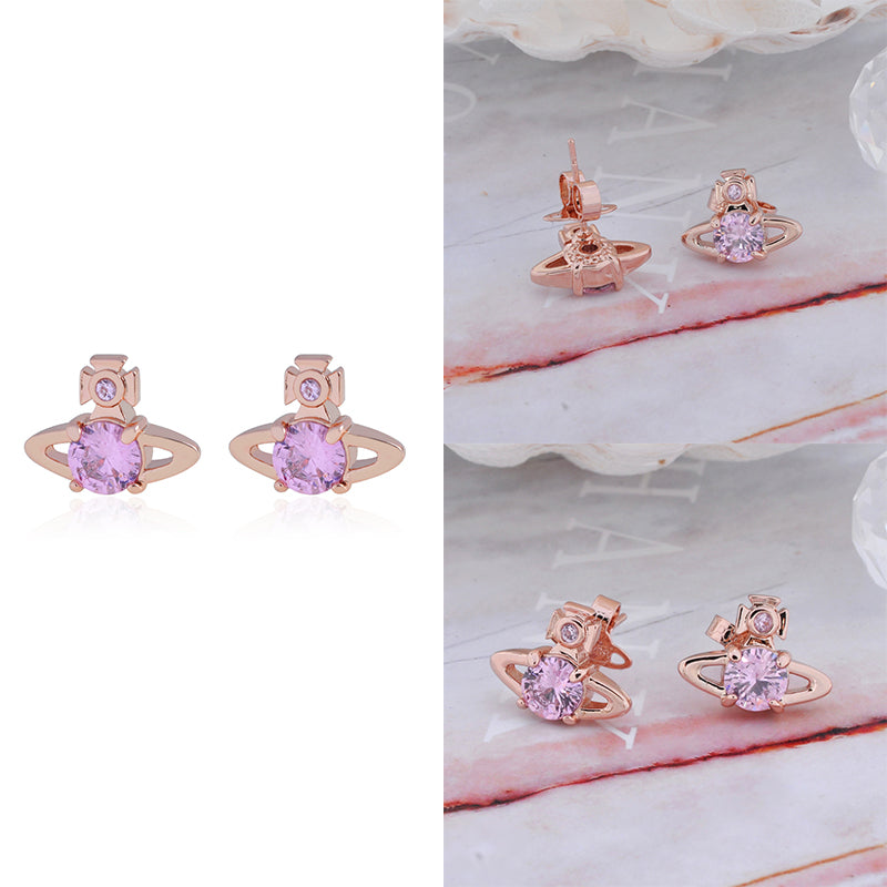 Mini Gem Stud Orb Pendant Earrings (5 Colors)