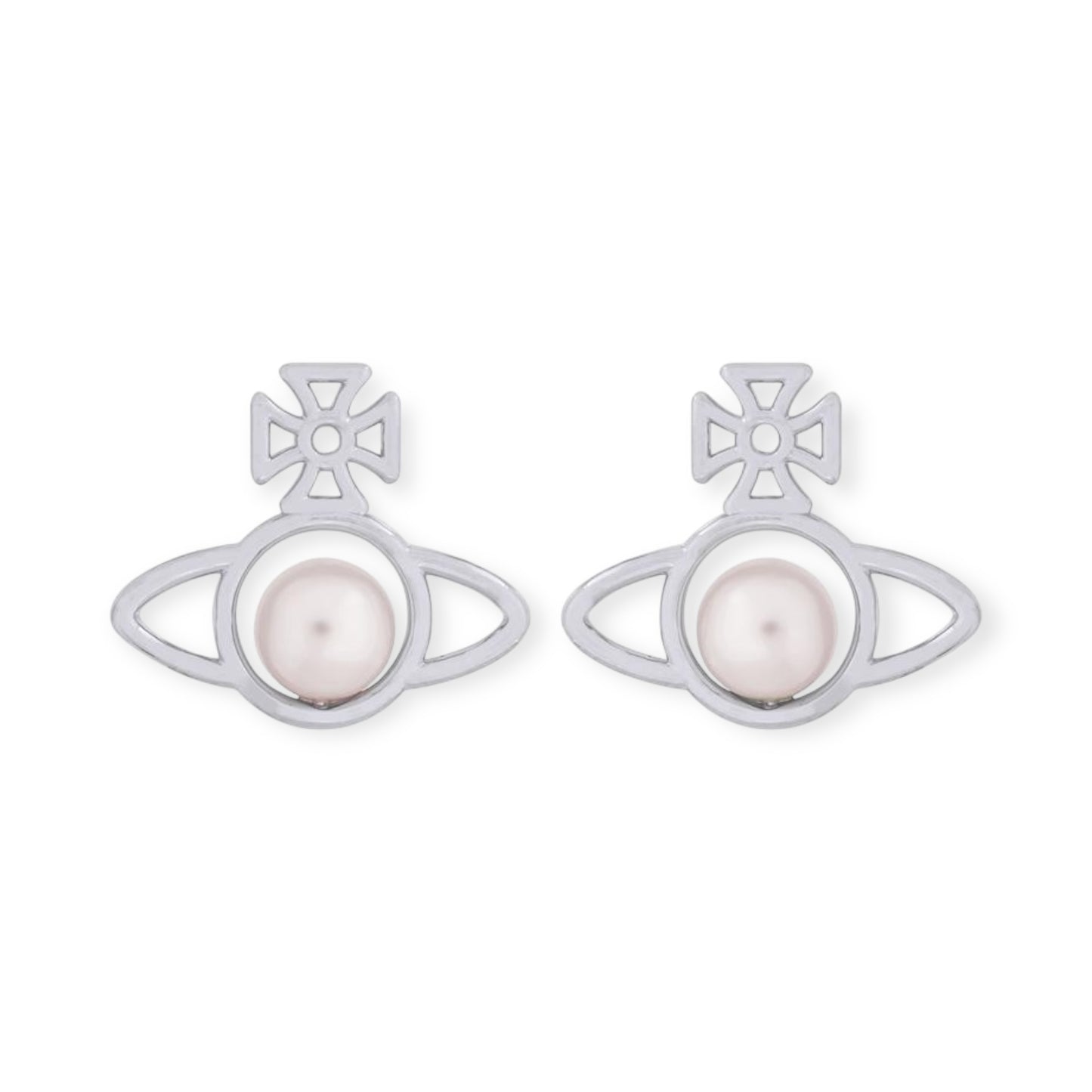 Outline Orb Design Middle Pearl Pendant Earrings (5 Colors)