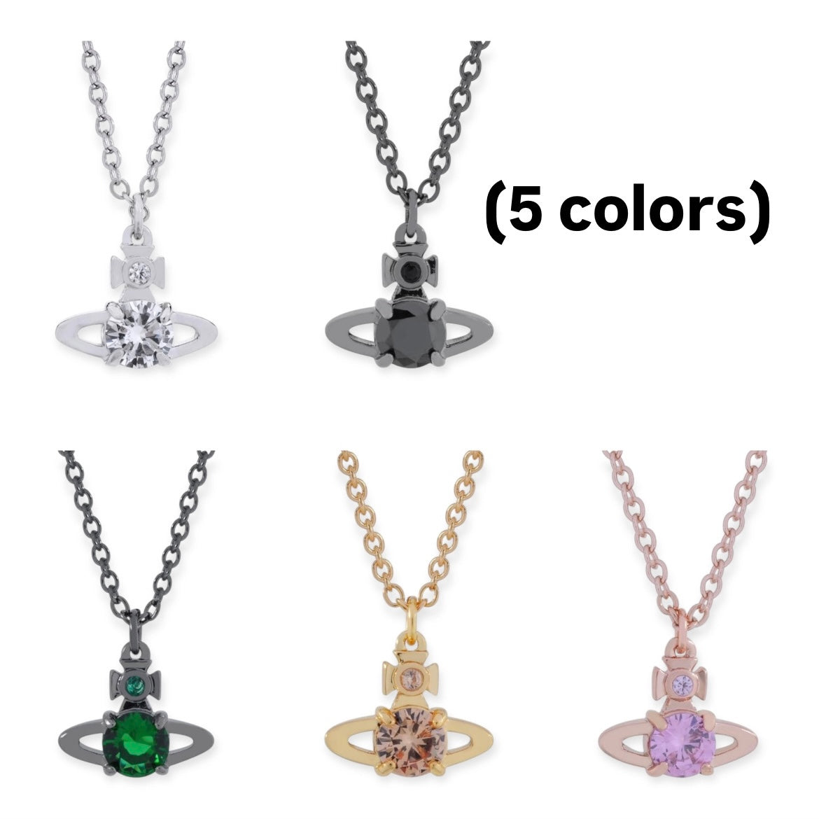 Mini Gem Stud Orb Pendant Necklace (5 Colors)