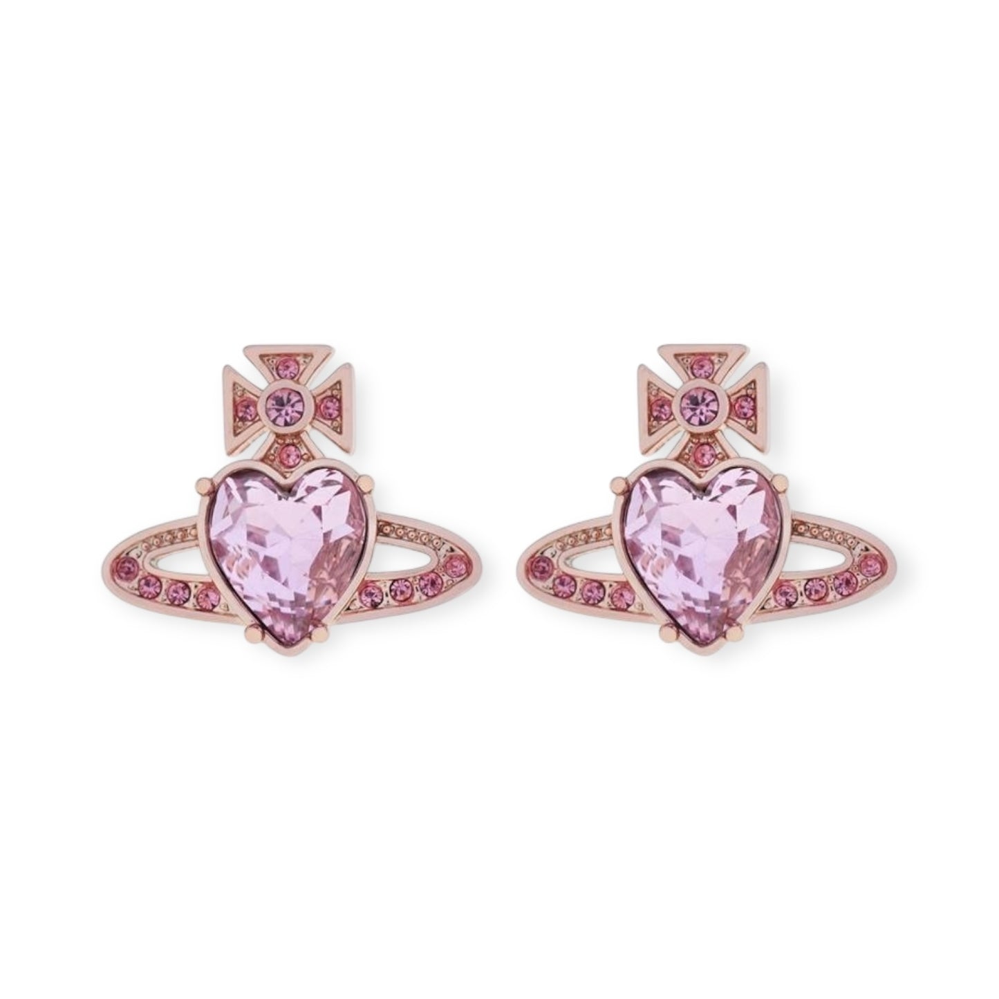 Princess Heart Shaped Gemstone Studded Orb 2D Pendant Earrings (5 Colors)