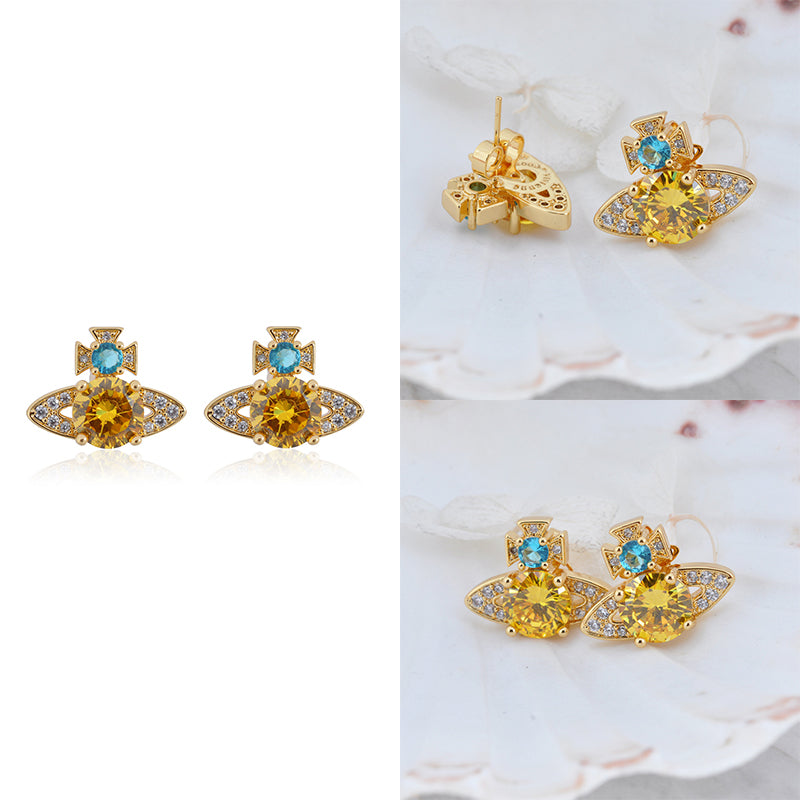 Multicolor Gem Orb Pendant Earrings (4 Colors)