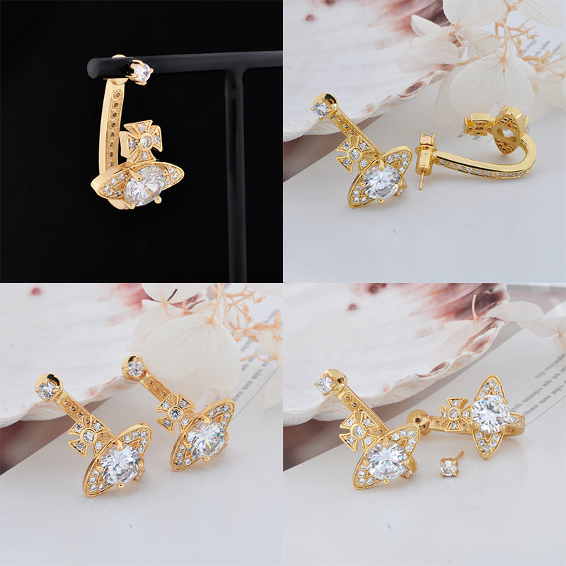 Cuff Drop Multicolor Gem Orb Pendant Earrings (5 Colors)