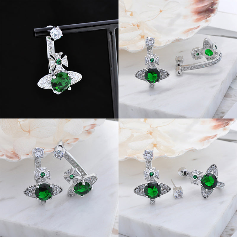 Cuff Drop Multicolor Gem Orb Pendant Earrings (5 Colors)