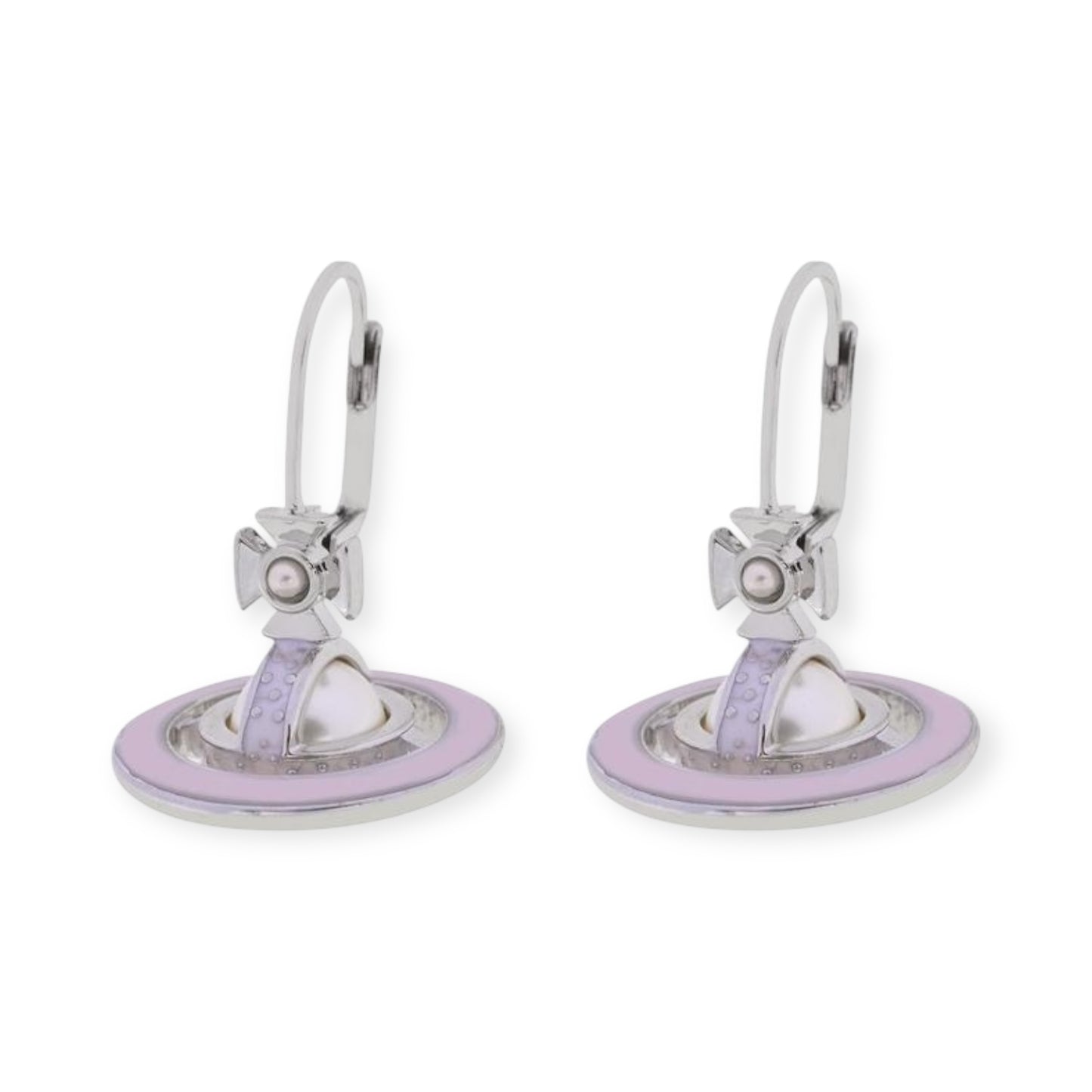 Mini Pearl Orb Hanging Pendant Colored Striped Rim Design Earrings (6 Colors)