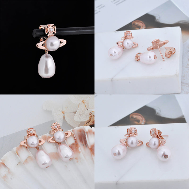 Mini Pearl Orb Pendant Hanging Pearl Drop Earrings (4 Colors)