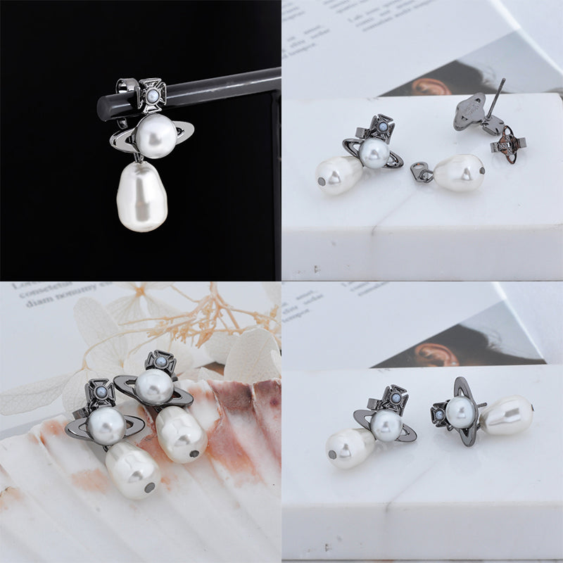 Mini Pearl Orb Pendant Hanging Pearl Drop Earrings (4 Colors)