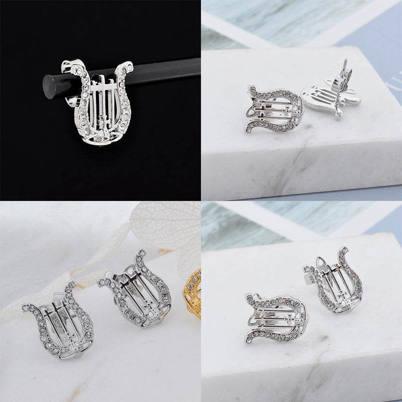 Gem Studded Horseshoe Orb Pendant Gem Gold & Silver Earrings (2 Colors)