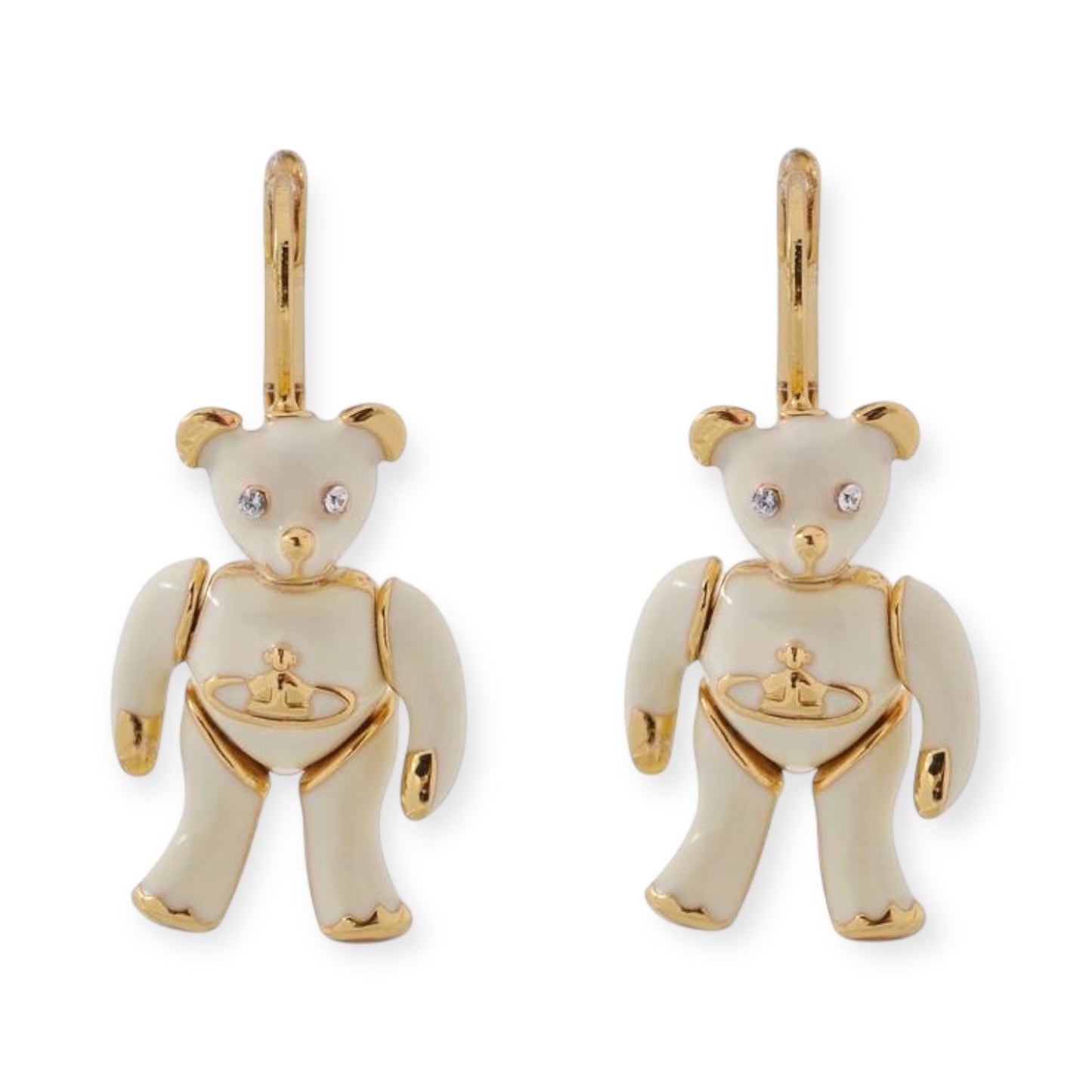 Adjustable Teddy Bear Pendant Milk White Cream Earrings (2 Colors)