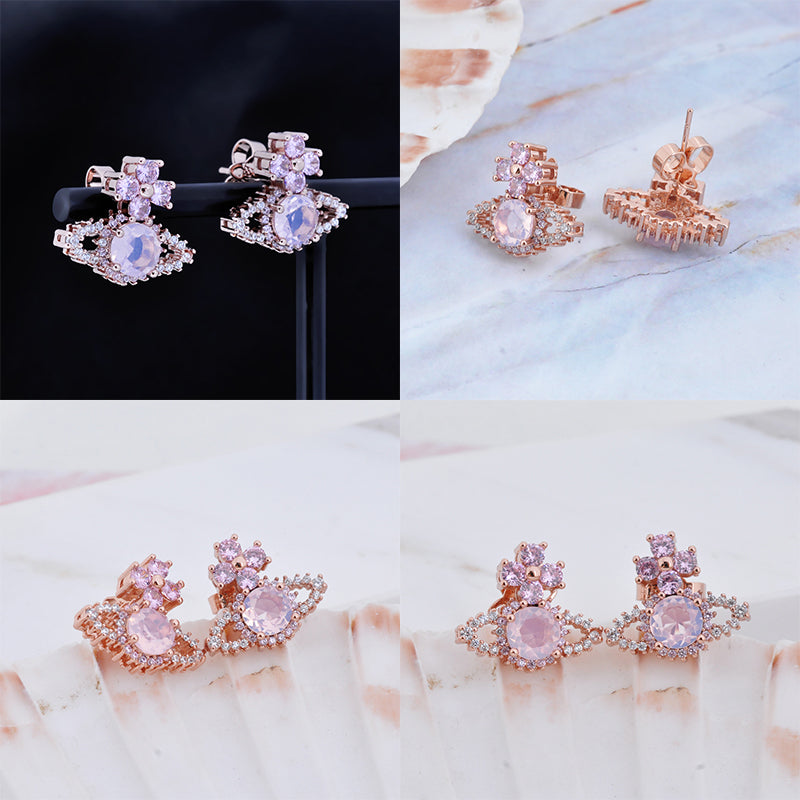 Crystallised Abstract Gem Studded Pendant Orb Stud Earrings (6 Colors)