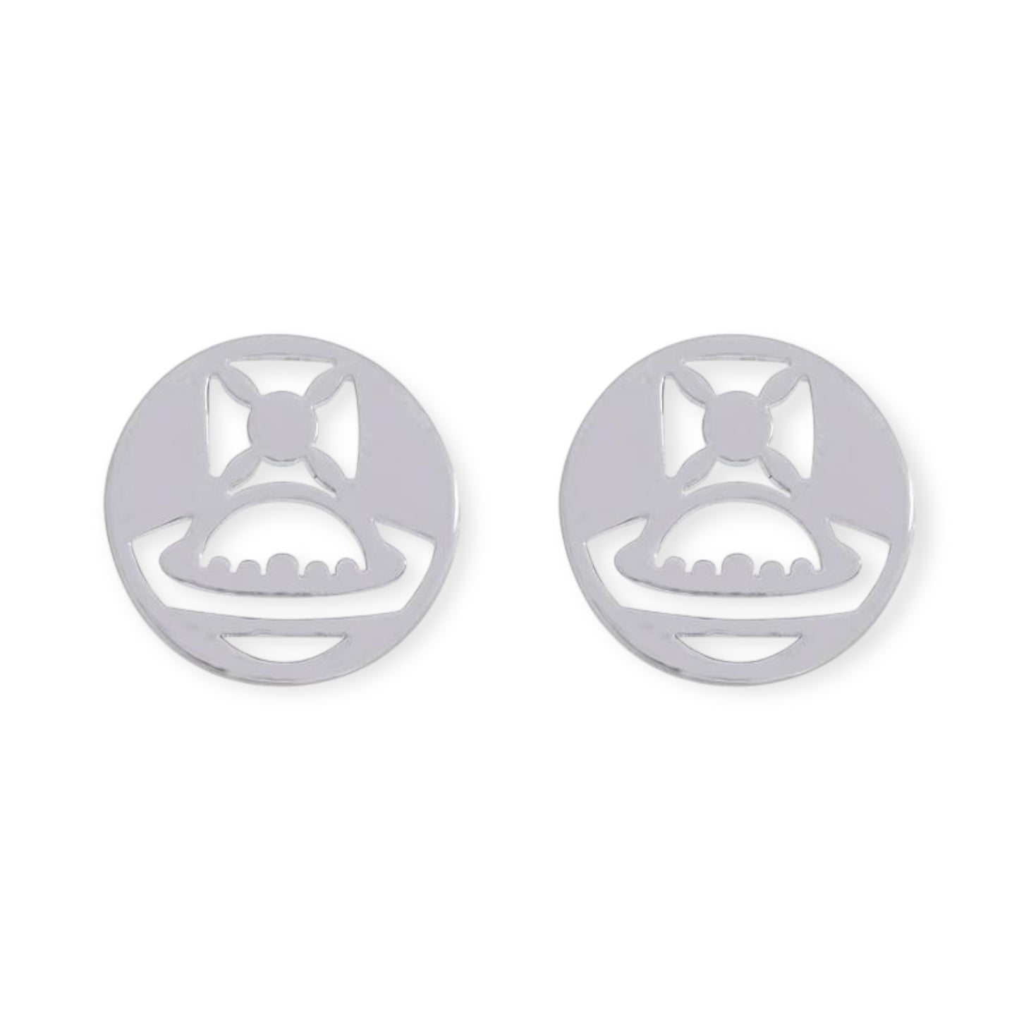 Gold Silver Chain Cutout Orb Design Pendant Stud Earrings (2 Colors)