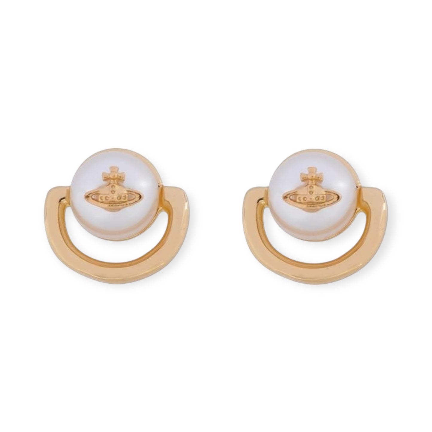 Pierced Pearl Orb Design Necklace Gold & Silver Stud Earrings (2 Colors)