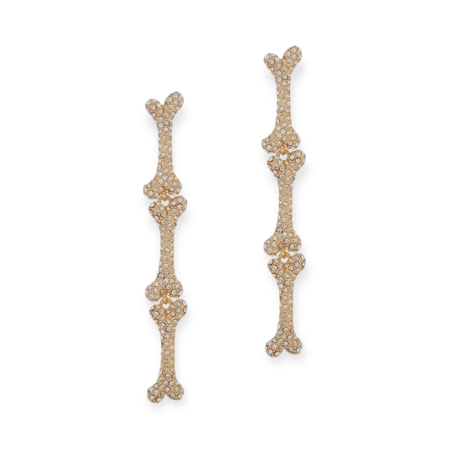 Multi Hanging Bones Gem Studded Gold & Silver Stud Earrings (2 Colors)